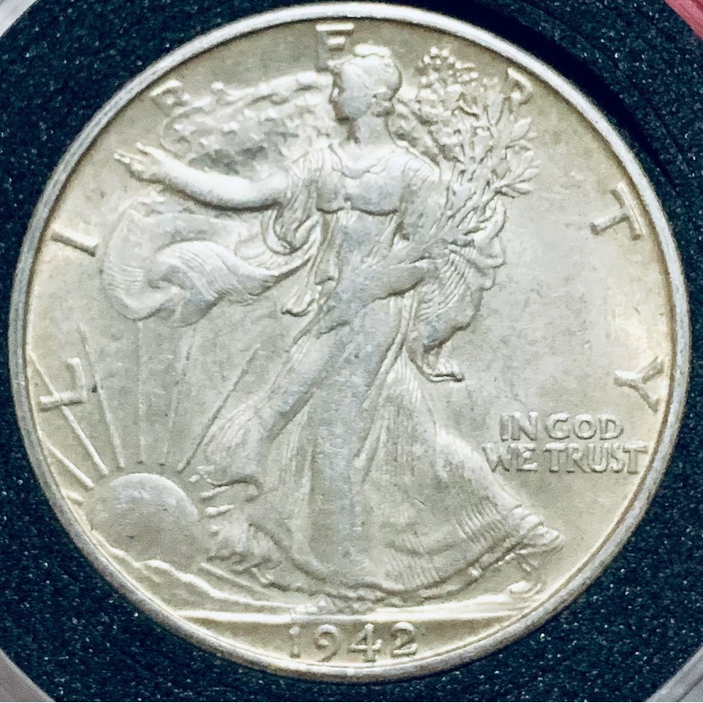 Toned 1942 Walking Liberty Silver Proof Half Dollar